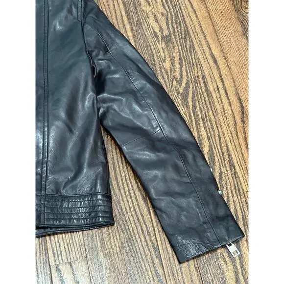 Zadig & Voltaire Loon Spi Biker Jacket Womens Small Black Lamb Leather‎ NWT - Picture 15 of 16